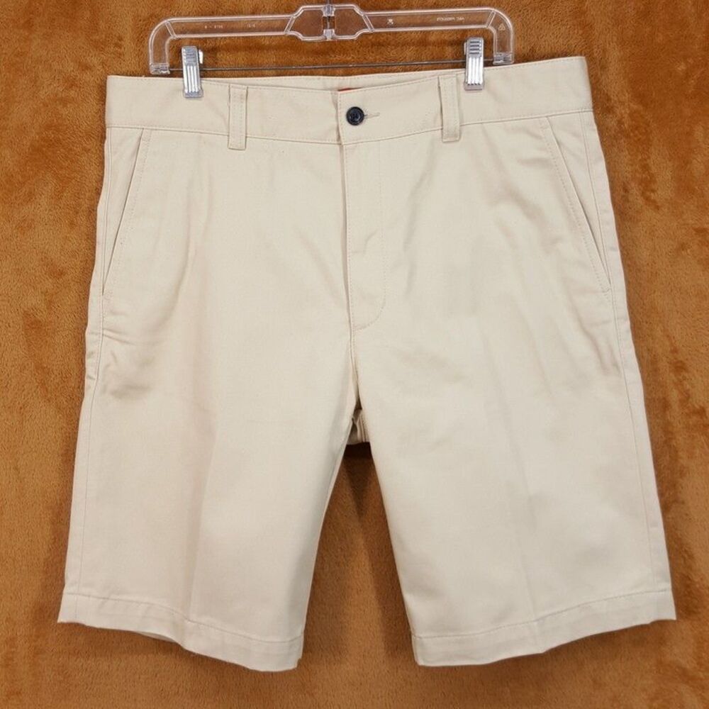 HUGO BOSS Chino Shorts Mens 34 Tan Flat Front Stretch 10" DARIK $98